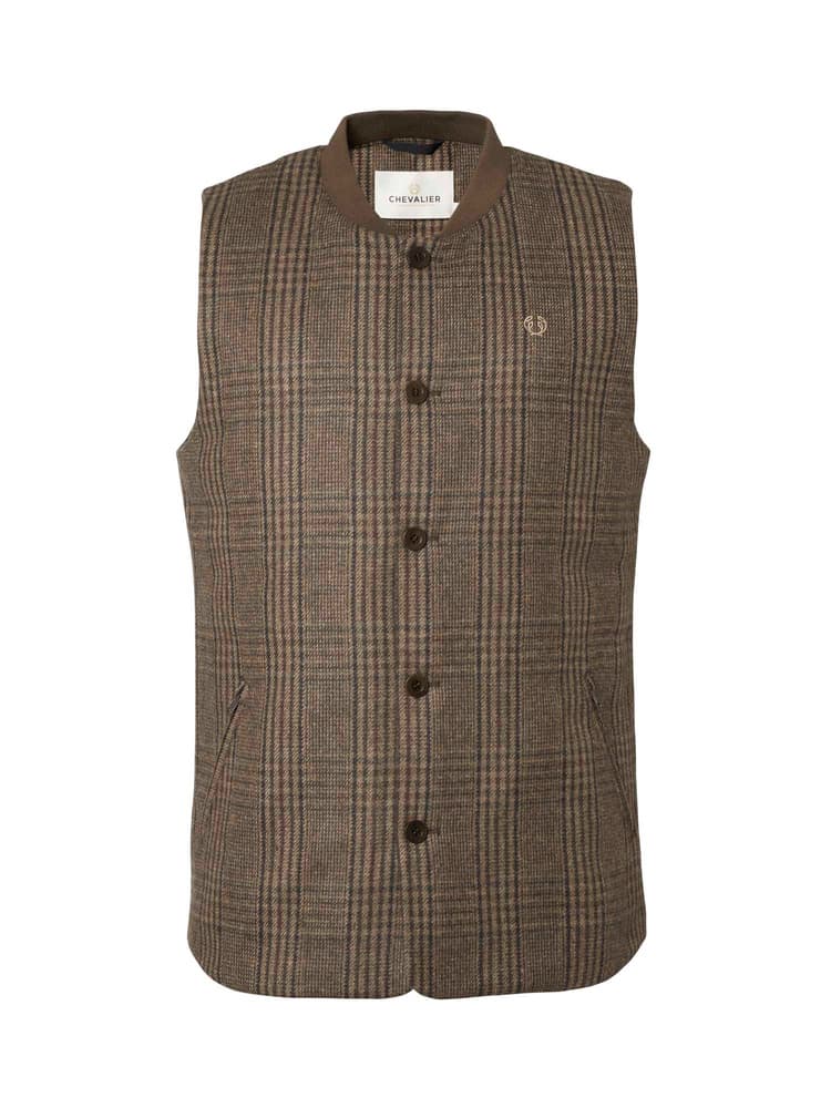 Sion Fill100 Tweed Vest Men Dark Brown Glencheck, view: 0