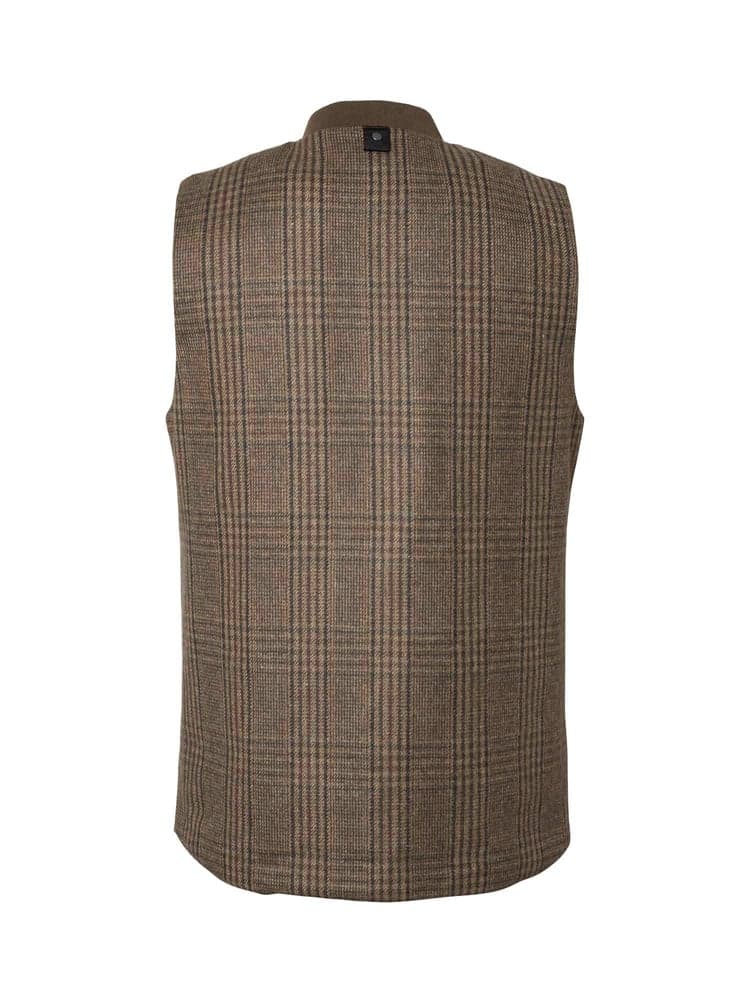 Sion Fill100 Tweed Vest Men Dark Brown Glencheck, view: 2