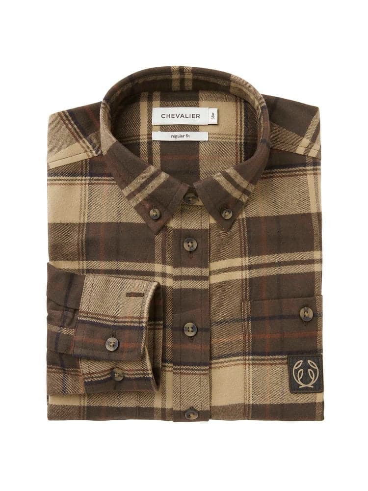 Heron Flannel Shirt Women Soil Brown Checked, view: 1