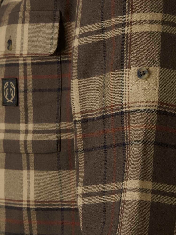 Heron Flannel Shirt Men Soil Brown Checked, view: 4