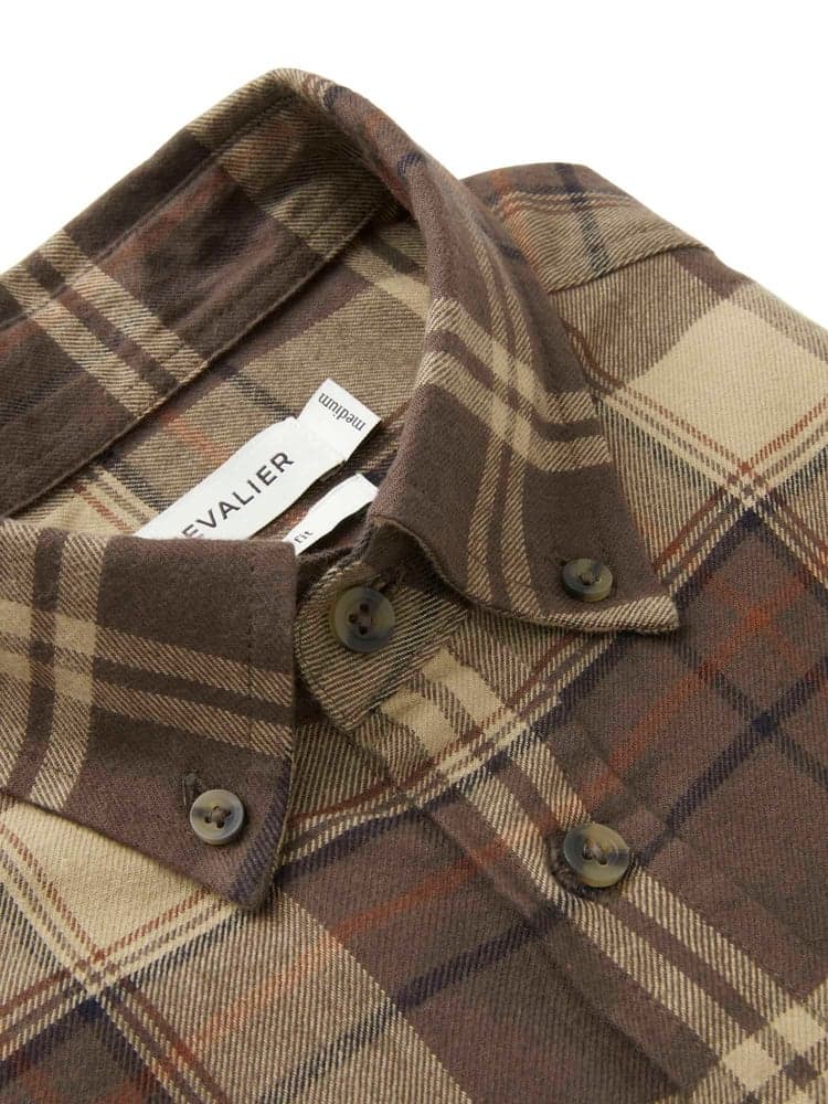 Heron Flannel Shirt Men Soil Brown Checked, view: 3