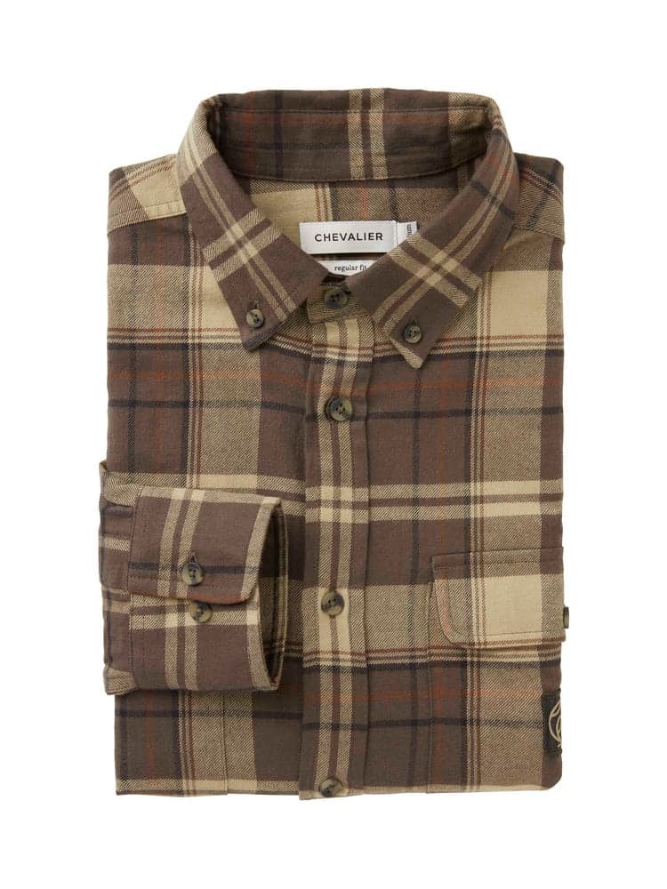 Heron Flannel Shirt Men Soil Brown Checked, view: 2
