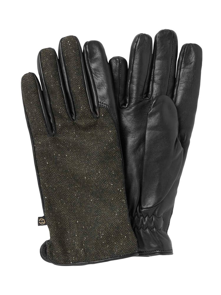 Heydon Tweed Gloves Men Dark Green Herringbone, view: 0