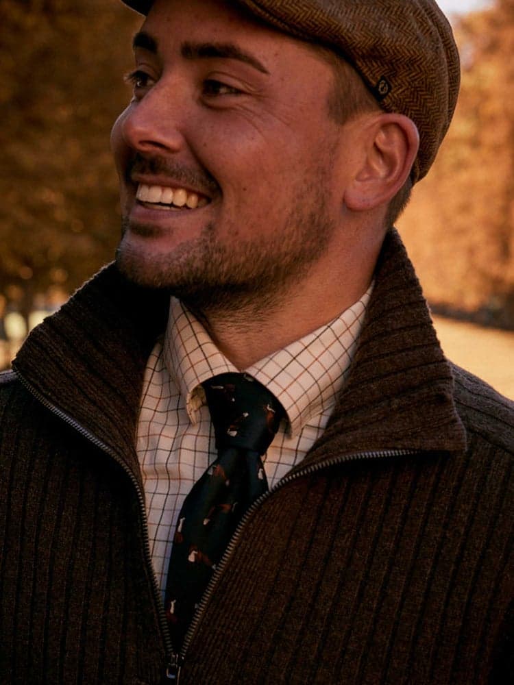 Dixter Silk Tie Dark Navy Foxes, view: 1