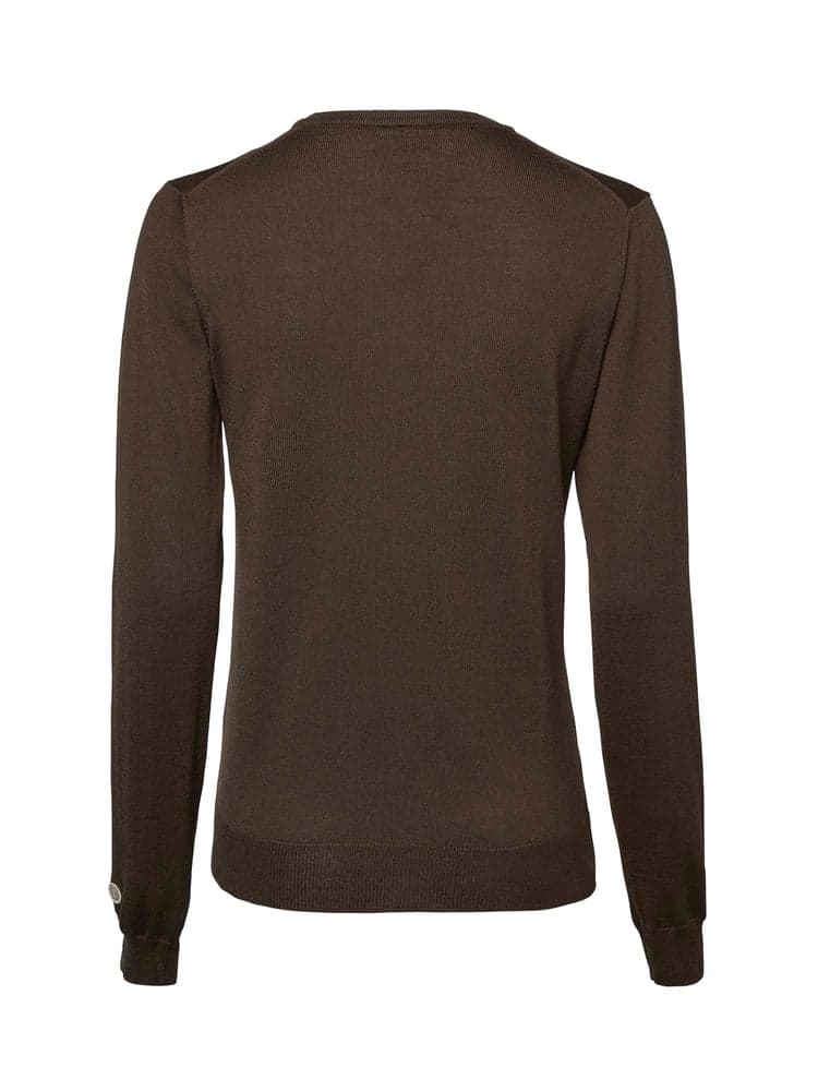 Blaise V-Neck Merino Pullover Women Leather Brown, view: 1
