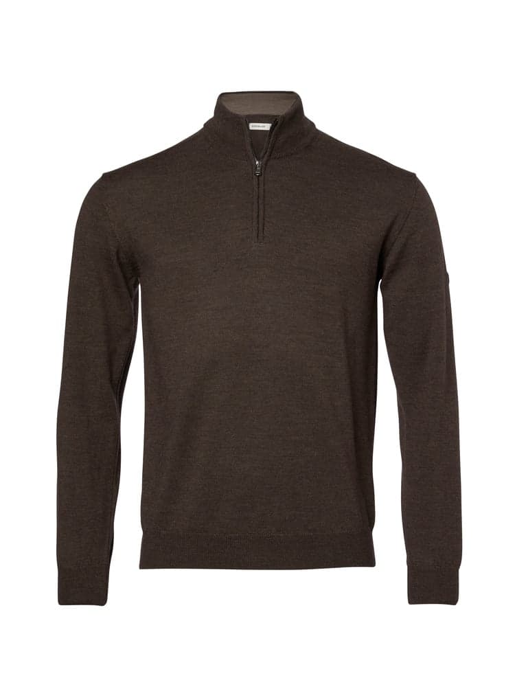 Aston Half Zip Merino Pullover Men Leather Brown, view: 0