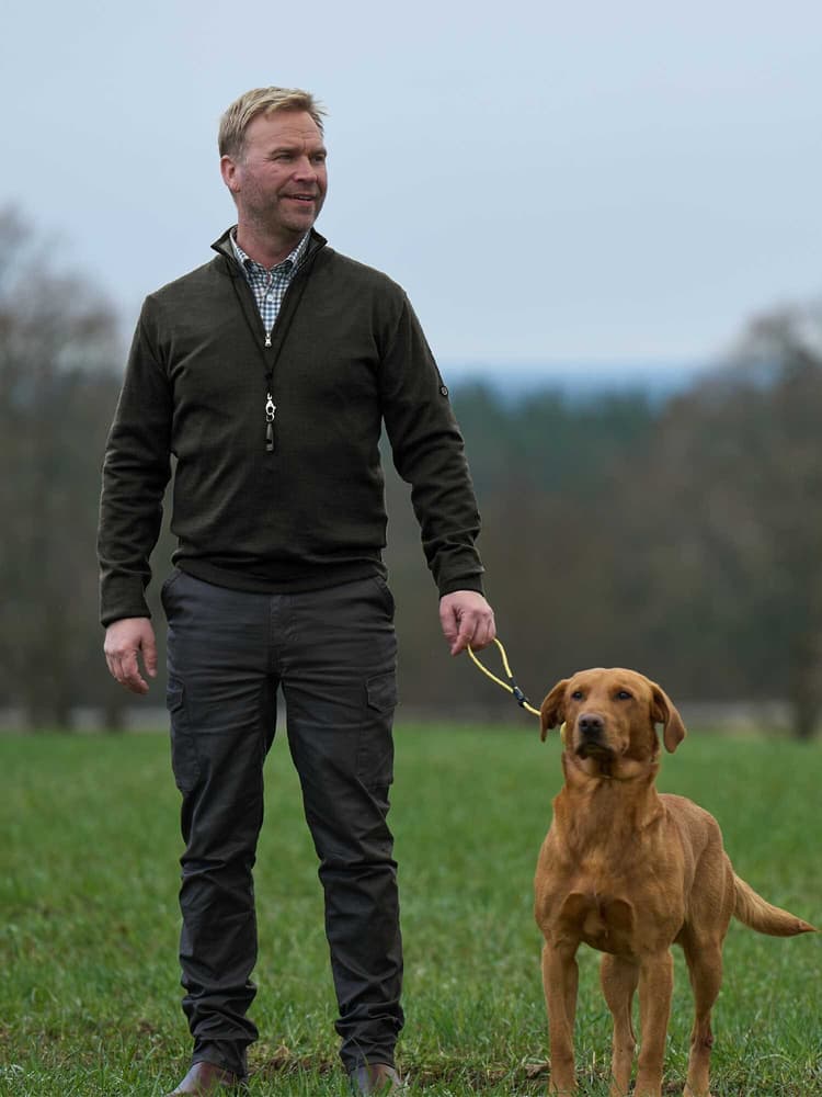 Aston Half Zip Merino Pullover Men Leather Brown, view: 1