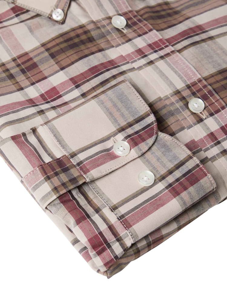 Betley Regular Fit Shirt Men Millet Brown Checked, view: 4